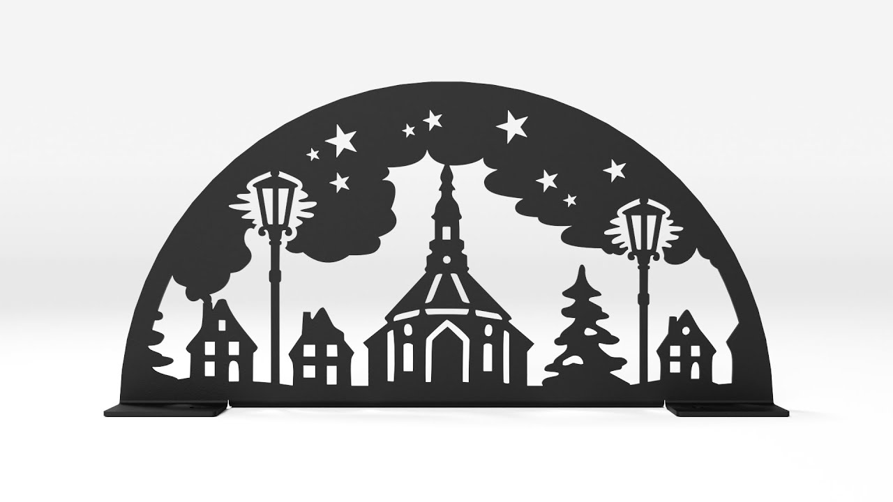 Schwibbogen aus Metall | DSB1160 Erzgebirge-Motiv | Schwarz | 30 cm breit | für den Innenbereich Video