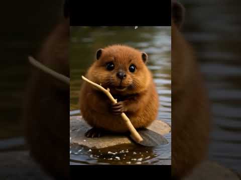 Baby-Biber knabbert Stock! 🦫😍 Zu süß zum Anschauen! #Biber #Süß #Tiere #Shorts #Cute