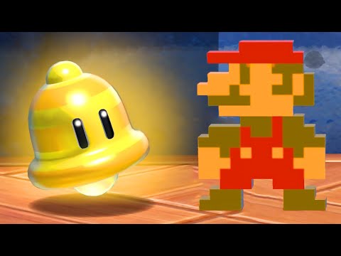 What happens when 8-Bit Mario collects the Super Bell in Bowser's Fury?