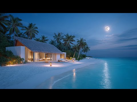 Moonlit Beach Hideaway - 10 Hours 4K Nature Sounds for Sleep, Study, Relaxation