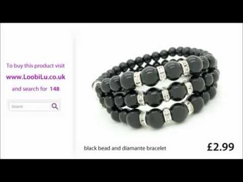 Black Bead And Diamante Bracelet From Loobilu