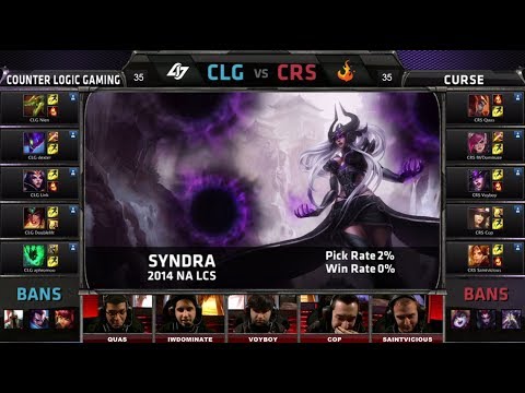 CLG vs Curse | 2014 NA LCS Spring split S4 W7D1 G2 | Curse vs CLG Week 7 Day 1 full game HD