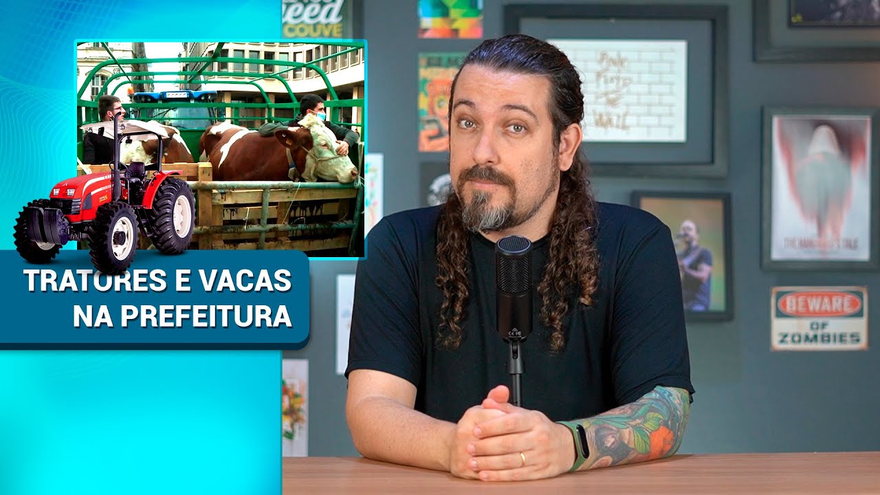 Cidade tira carne da merenda escolar e pecuaristas protestam com tratores e vacas