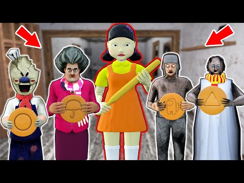 Doll (Squid Game) vs Granny, Grandpa, Ice Scream - funny horror animation (30 mins of fun)