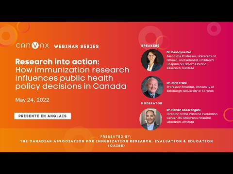 CANVax/CAIRE Webinar - How immunization research influences public health policy decisions in Canada