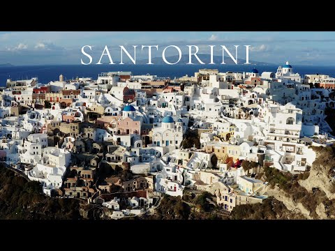 [Drone espetacular] Vista espetacular em azul e branco de Santorini ┃drone de santorini Grécia [Cenário de cura que alivia o estresse com emoção]