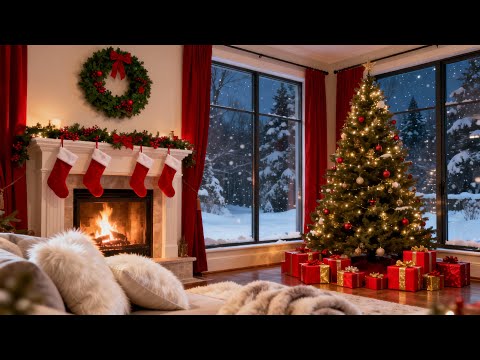 🎄❤️ Cozy Christmas by the Fireplace on a Snowy Night & Christmas Classics ❄️✨