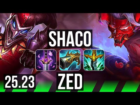 SHACO vs ZED (JGL) | 21/1/9, Legendary, 6 solo kills | EUW Diamond | 25.23