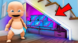 Baby Builds a SECRET Gaming Room!