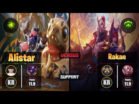 Hoit ALISTAR (Support) [Aftershock] VS RAKAN - Challenger KR Patch 11.9