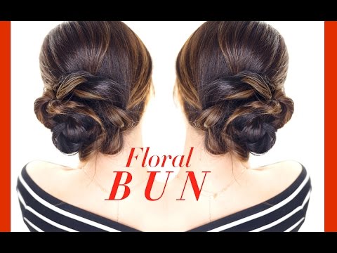 FLORAL Side BUN Hairstyle 👸★ Easy Holiday Updo...