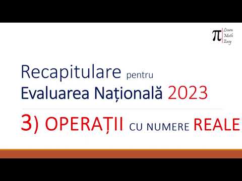 Recapitulare Evaluarea Nationala 2023 Operatii cu numere reale