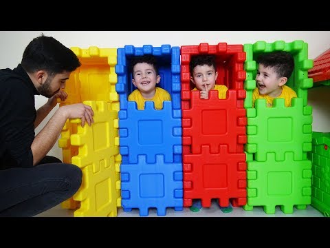 Yusuf ve Dayısı Saklambaç Oynadılar | Kids playing Hide and Seek with colored puzzle
