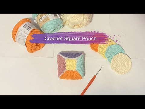Crochet Square Pouch with Hexagons
