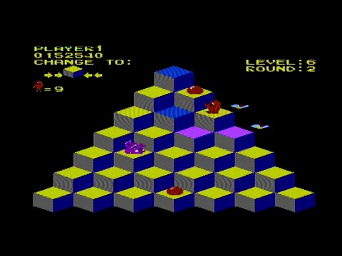 Q Bert Nes Nintendo Full Playthrough (All Levels + Secrets)