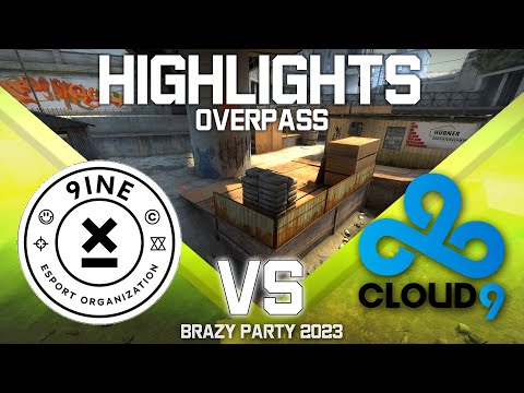 GREAT DERBY!! Cloud9 vs 9INE - overpass (map 3) - Brazy Party 2023 | CSGO | HIGHLIGHTS