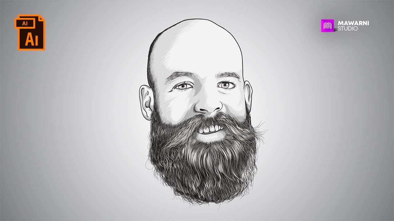 How to Create Portrait Beard Vector | Tutorial AI