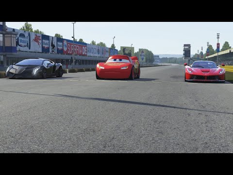 Lightning McQueen vs Lamborghini Veneno vs Ferrari LaFerrari at Monza Full Course
