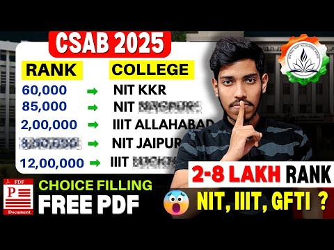 CSAB Counselling 2025 Choice Filling🔥| Top NITs/IIITs at 5-8 Lakhs Rank in JEE #CSAB #jee