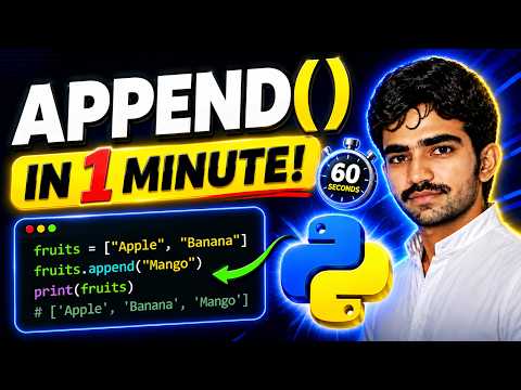 Lec 07 Python Append In 1 Minutes Append In Python Python Tutorial For Beginers