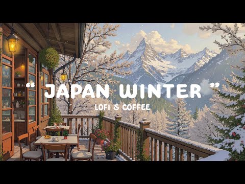 Japanese Winter Café ❄️ Warm Lofi Hip Hop Ambience on the Balcony Snow | Relax, Study, Focus