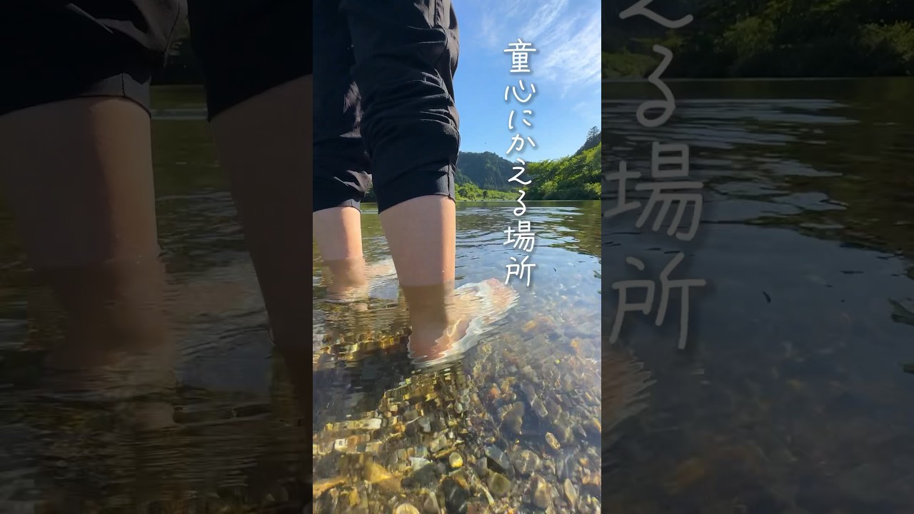 水辺が楽しいキャンプ場。子供の頃の遊びをすると童心にかえる気がする。#shorts #キャンプ  #水辺 #はるメモ
