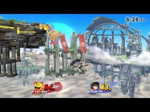 SSB4: Pac-Man getting spiked through trampoline