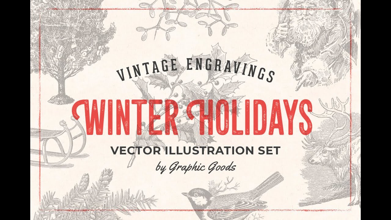 Winter Holidays Vintage Engraving Illustrations Stock Graphics Download