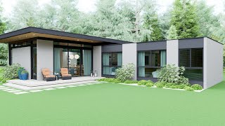 Tour por uma Bela Casa em L em Meio à Natureza - Design Elegante e Confortável