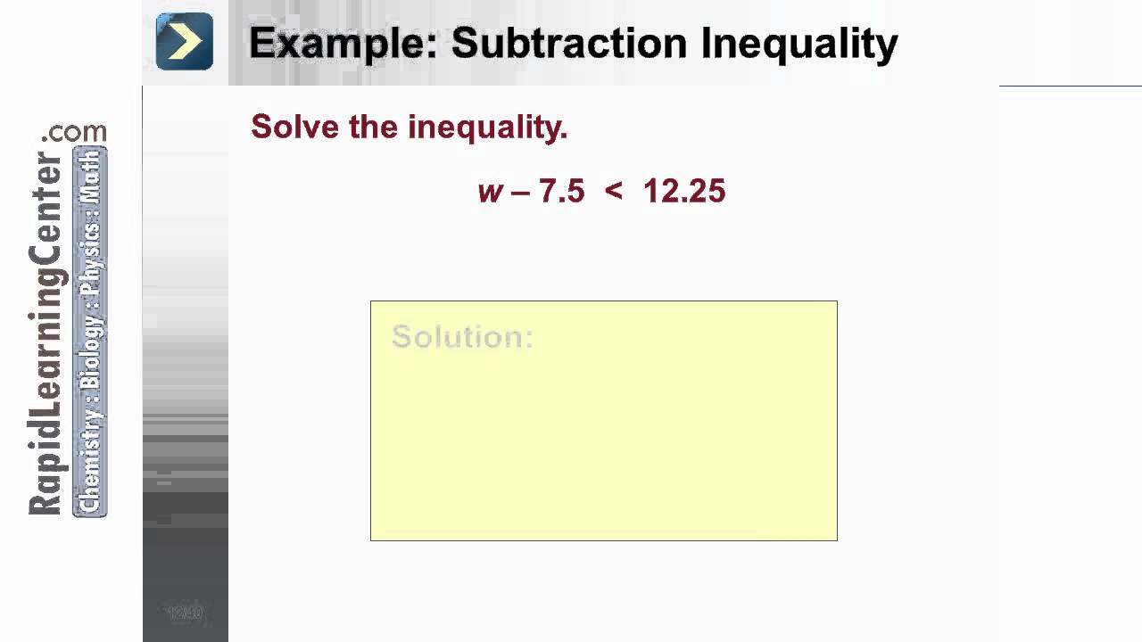 Rapid Learning:  Inequalities - One-Step Inequalities