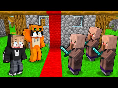 WE WERE KICKED OUT BY THE VILLAGER AND MADE A DIVISIONAL LINE IN MINECRAFT!!
