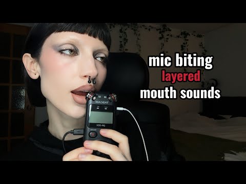 Mic Biting LAYERED with Mouth Sounds *no talking* ASMR
