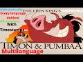 Timon Pumbaa Intro Multilanguage Every Language Dubbed All Versions Alphabetically HQ