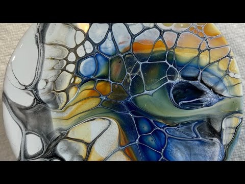 157. Bloom Swipe on CD, Acrylic Painting, Fluid Art