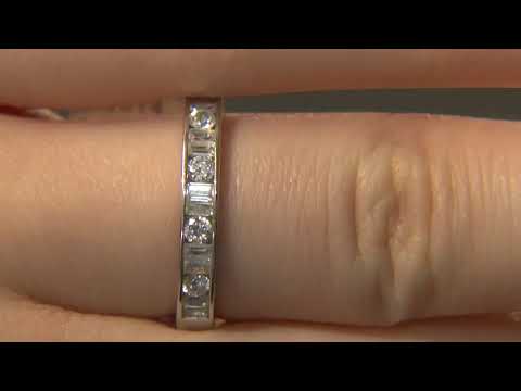 WR3054 0.50 Carat Round and Baguette Cut Ladies Diamond Wedding Ring