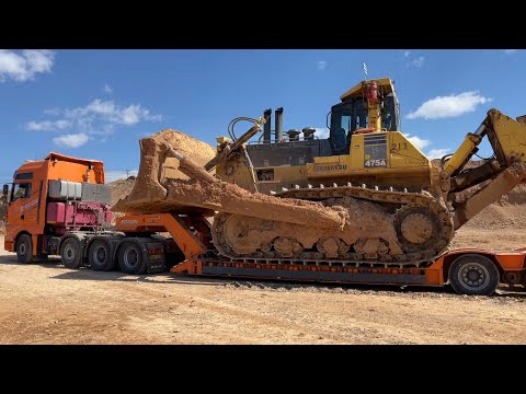 Transporting The Huge Komatsu D475 Bulldozer For Service  - Sotiriadis/Labrianidis Heavy Transports