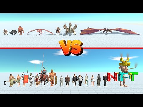 Dragon Team Vs Achilles Team & Crypto Bro Team - Animal Revolt Battle Simulator