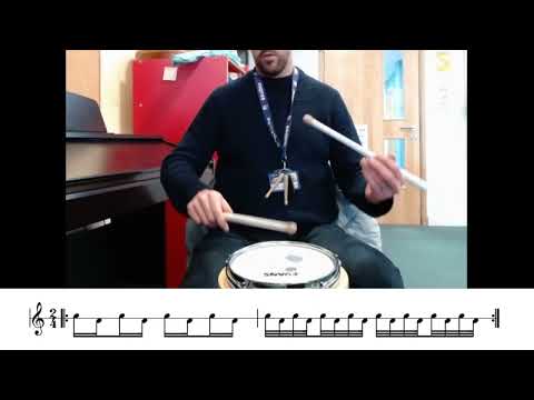 Singles in groups of 4 then 8.  Beginner Snare Drumming Exercises.  Open up and relax your singles.