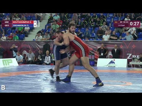 1/4 GR - 130 kg: S. DIKHAMINJIA (GEO) df. X. KOUTSIOUMPAS (GRE), 3-2