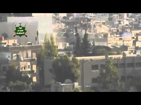 استهداف  قوات النظام بقذائف الهاون من قبل لواء أبي ذر الغفاري في العباسيين في محافظة دمشق