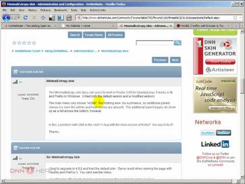 DotNetNuke Tutorial, Fixing a Firefox and SolPart menu issue - Video #94