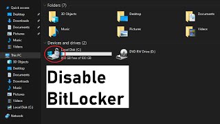 How to disable BitLocker in windows 10