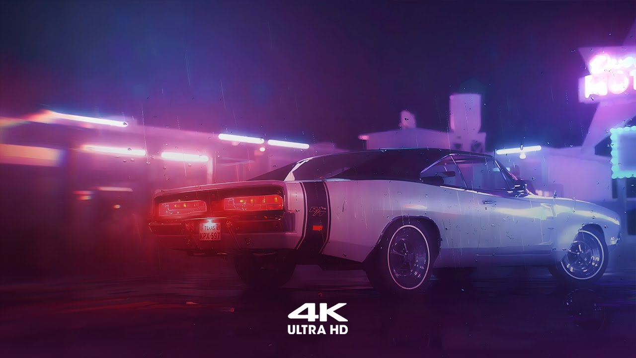 Retro Muscle Car in Neon Rain | 4K Live Wallpaper + Screensaver 🚗🌧️