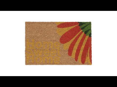 Paillasson coco avec inscription Marron - Rouge - Jaune - Fibres naturelles - Matière plastique - 60 x 2 x 40 cm