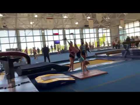 Sage Melkonian working the Yurchenko 1.5 at the College Showcase