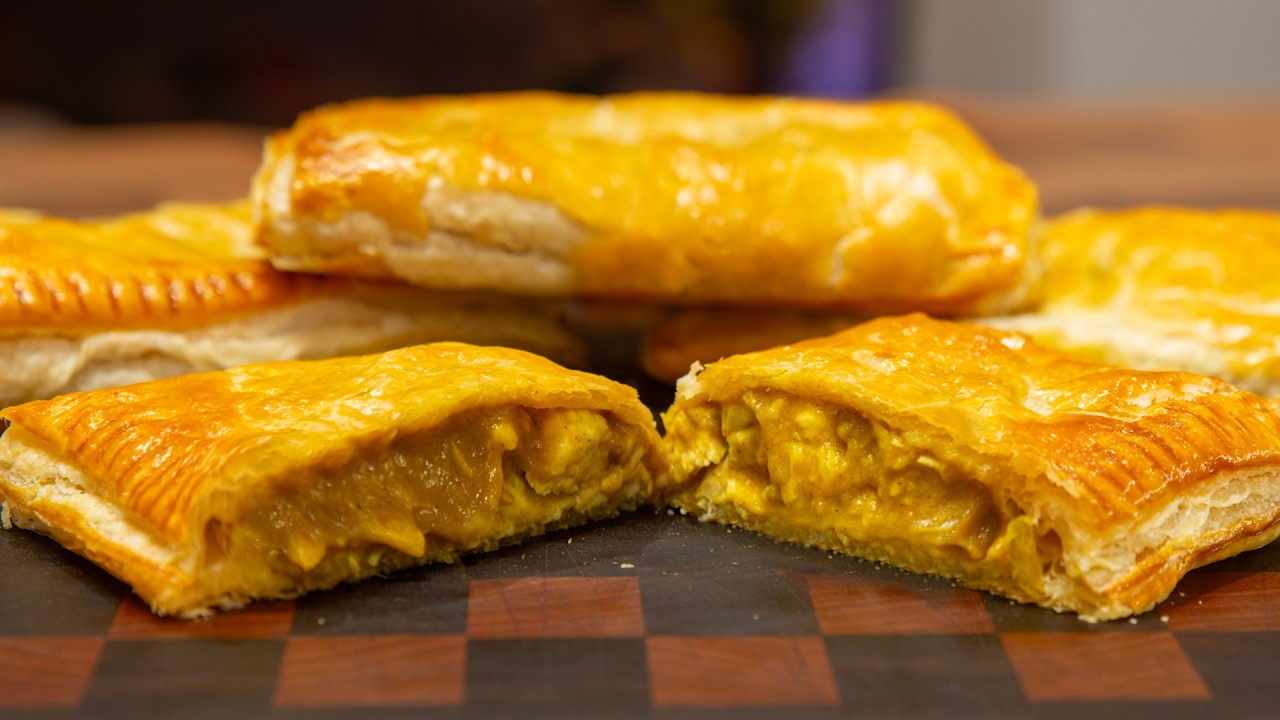 4 Chicken & Chinese Curry Pasties :  Made from leftover Roast Chicken
