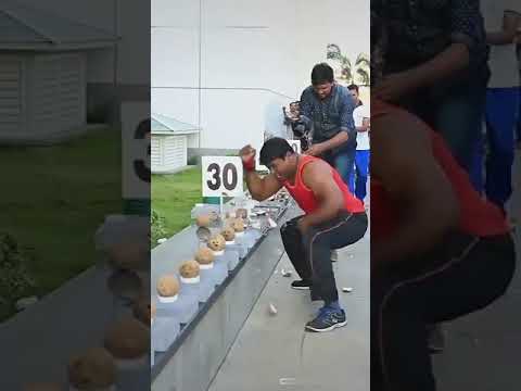most coconuts smashed in 1 minute- Guinness World Records | #Shorts