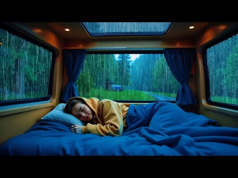 Deep Sleep Rain Sounds 🚗 Heavy Rain & Thunder in Car Window for Deep Sleep, Relaxation & Studying