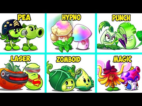 PvZ 2 Random 6 Best Pair Team Plant Battlez - PEA x HYPNO x LASER x PUNCH x ZOMBOID x MAGIC