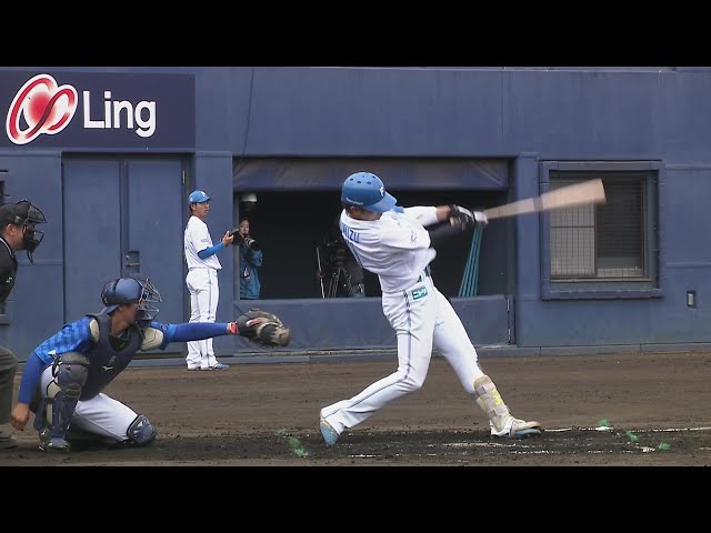 【ファーム】甘い球をしっかり捉えた!! ファイターズ・清水優心が反撃のタイムリーヒット!!  2024年5月6日 北海道日本ハムファイターズ 対 横浜DeNAベイスターズ